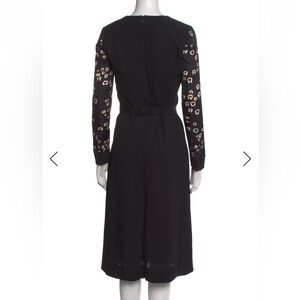 Victoria Beckham Black Dress with Patterned Sleeves